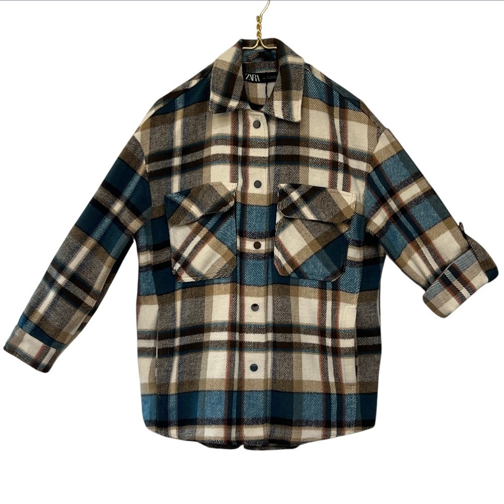 Zara Multicolor Plaid Shirt Jacket Shacket